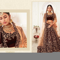 Velvet RIN197 Neo Traditional Vol-2-2726 Lehengas Wedding Collections Festive Collections Wholesale Designer Lehenga Net Fancy Lehenga Velvet Lehenga