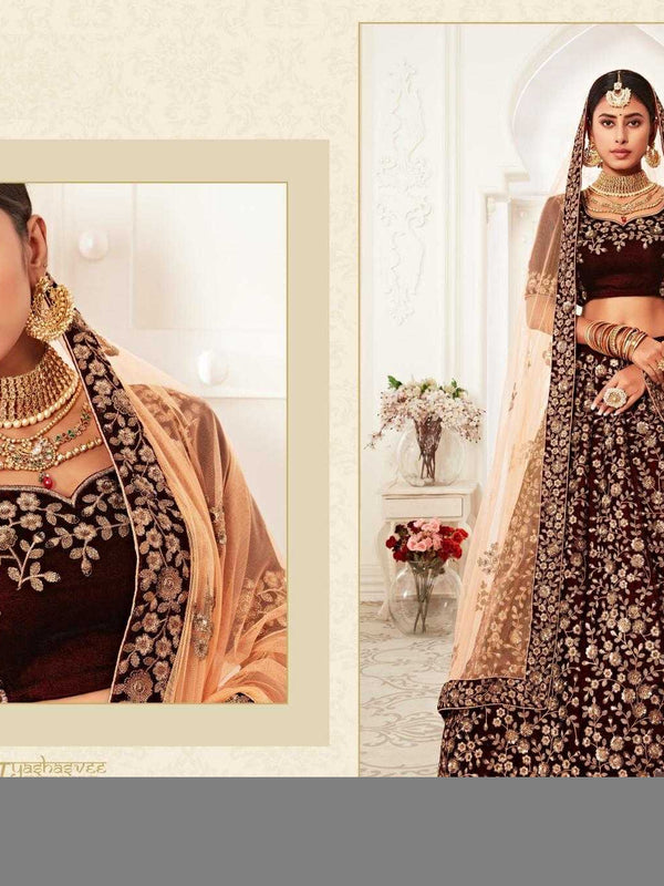 Velvet RIN197 Neo Traditional Vol-2-2726 Lehengas Wedding Collections Festive Collections Wholesale Designer Lehenga Net Fancy Lehenga Velvet Lehenga