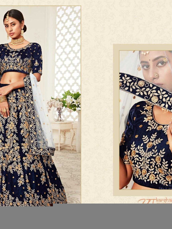 Velvet RIN197 Neo Traditional Vol-2-2726 Lehengas Wedding Collections Festive Collections Wholesale Designer Lehenga Net Fancy Lehenga Velvet Lehenga