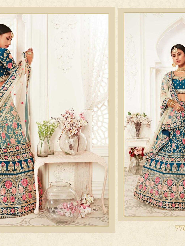 Velvet RIN197 Neo Traditional Vol-2-2726 Lehengas Wedding Collections Festive Collections Wholesale Designer Lehenga Net Fancy Lehenga Velvet Lehenga