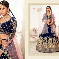 Velvet RIN197 Neo Traditional Vol-2-2726 Lehengas Wedding Collections Festive Collections Wholesale Designer Lehenga Net Fancy Lehenga Velvet Lehenga