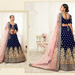 Velvet RIN197 Neo Traditional Vol-2-2726 Lehengas Wedding Collections Festive Collections Wholesale Designer Lehenga Net Fancy Lehenga Velvet Lehenga