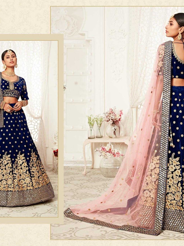 Velvet RIN197 Neo Traditional Vol-2-2726 Lehengas Wedding Collections Festive Collections Wholesale Designer Lehenga Net Fancy Lehenga Velvet Lehenga