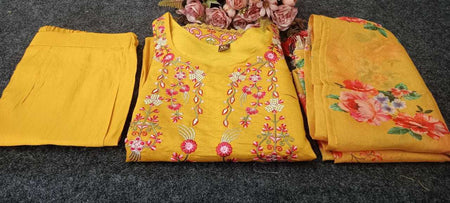 Viscose Chanderi RIN222 SI-141 Suits & Dresses Western Wears Festive Collections Wholesale Ladies Suits Embroidery Suits Chanderi Suit